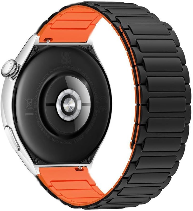 22mm Black Orange Silicone Magnetic Watch Band For Huawei Watch GT 5 Pro GT4 GT3 GT2 - Image 1
